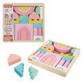 Fisher-Price Wood Toddler Toy Castle Block Set, 28 Wooden Pieces For Stacking Developmental Play Preschool Kids Ages 2+ Years