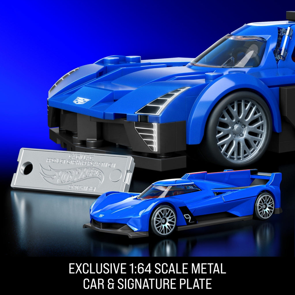 Mattel Brick Shop Hot Wheels Cadillac Project GTP Hypercar Building Toy Kit (236 Pieces), for Collectors