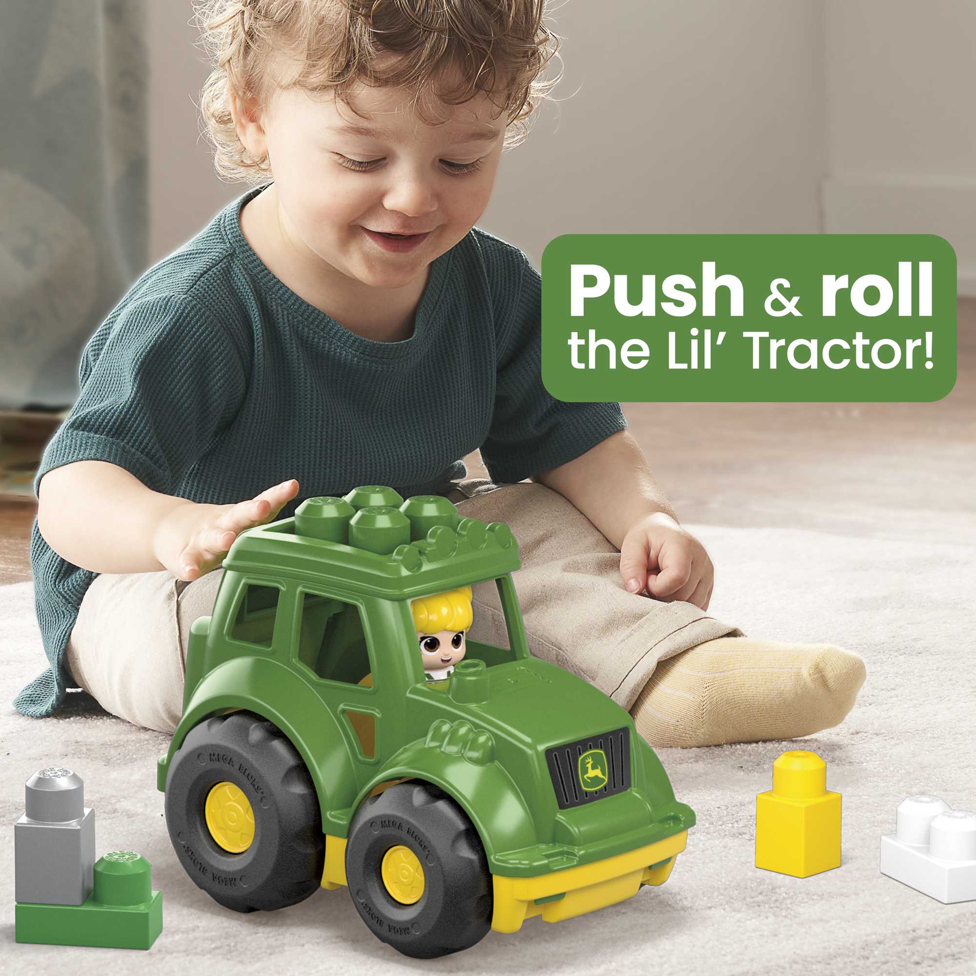 MEGA BLOKS John Deere Lil' Tractor Building Toy Blocks (6 Pieces) For Toddlers