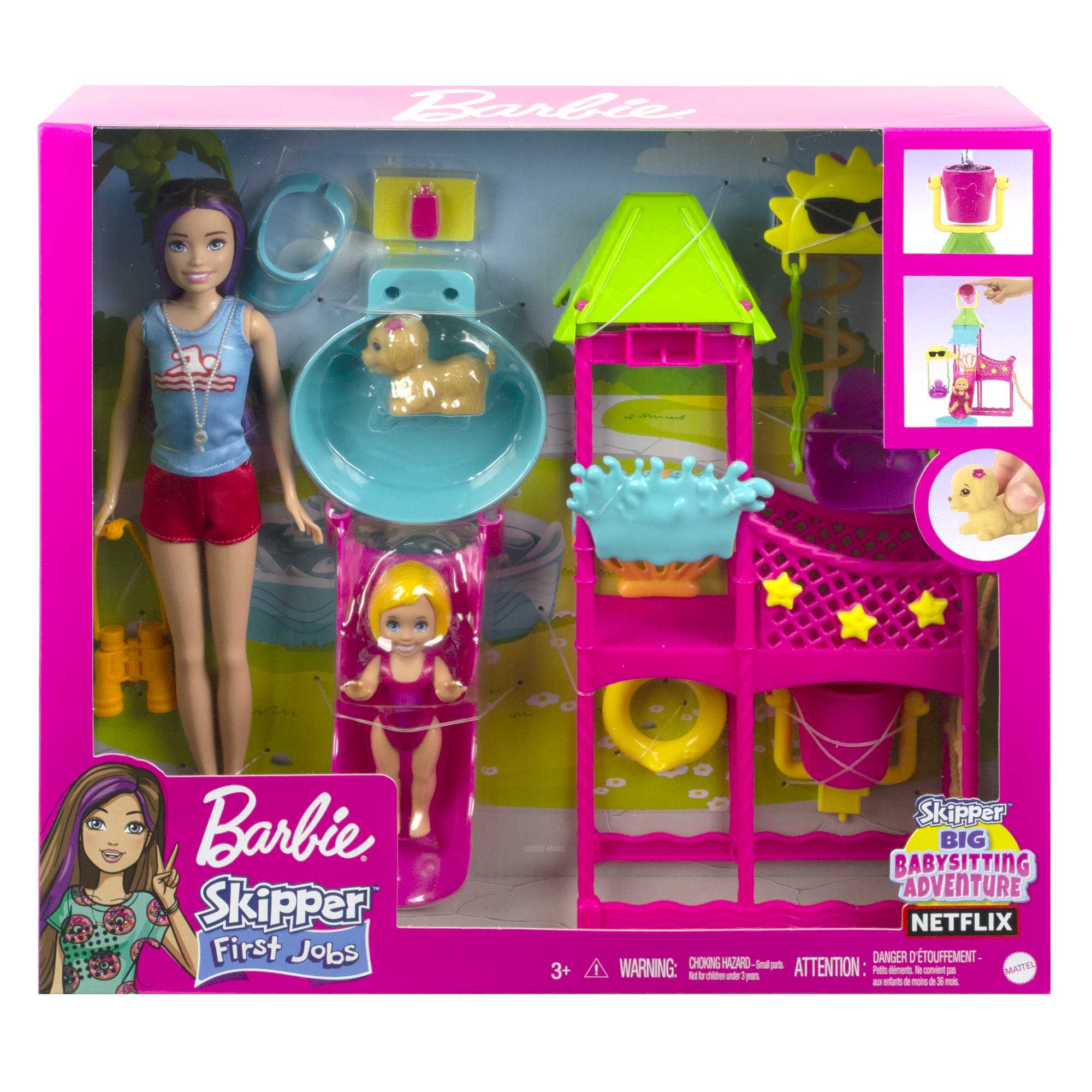 Barbie®-Skipper Premiers Jobs Coffret Parc Aquatique, Avec Toboggan