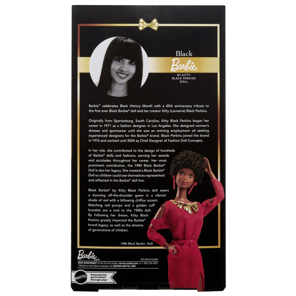 Barbie Signature Collectible Doll in Red Gown, 45th Anniversary Black Barbie By Kitty Black Perkins