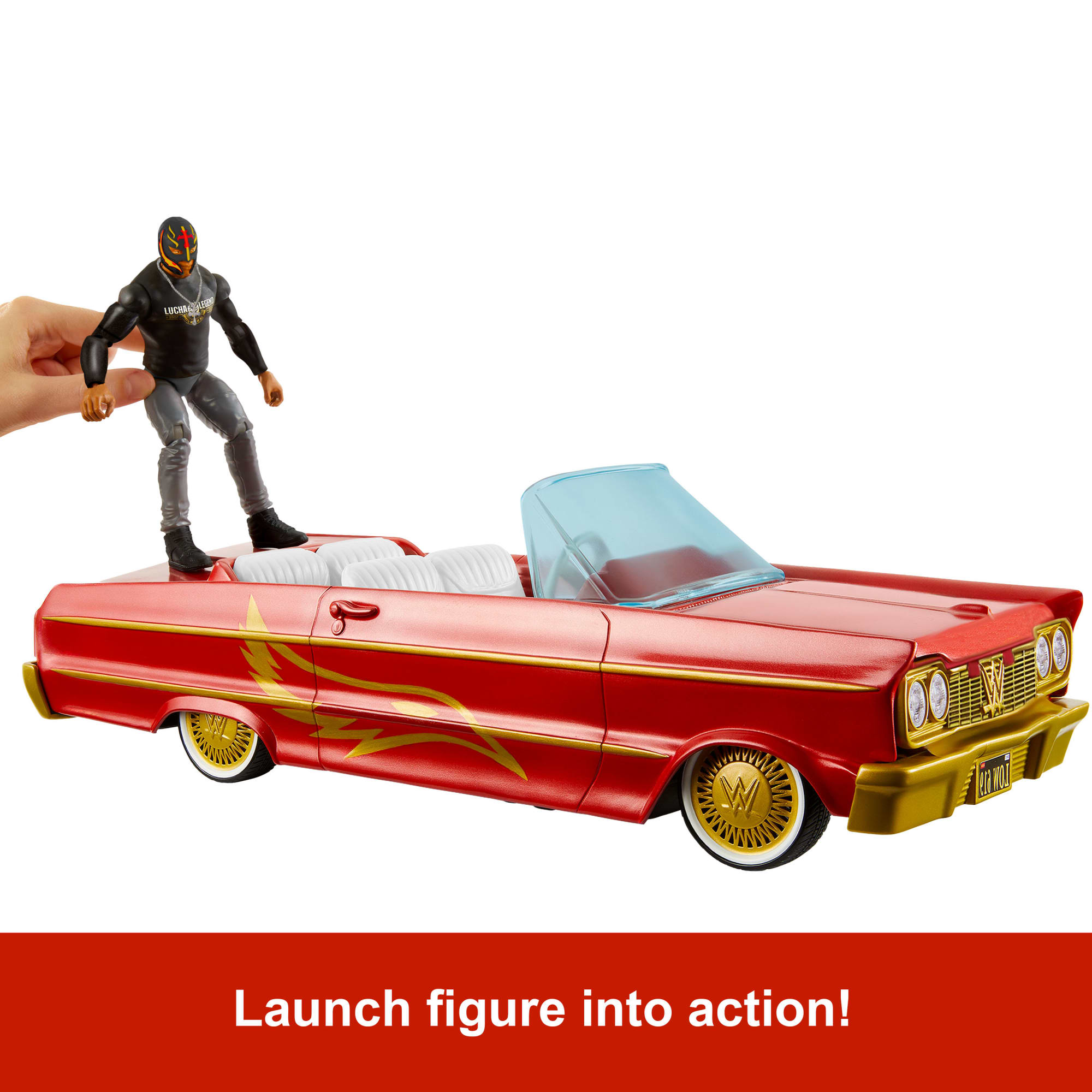 WWE Lucha Low Rider Vehicle Set With Rey Mysterio Main EVent Action Figure & Toy Car
