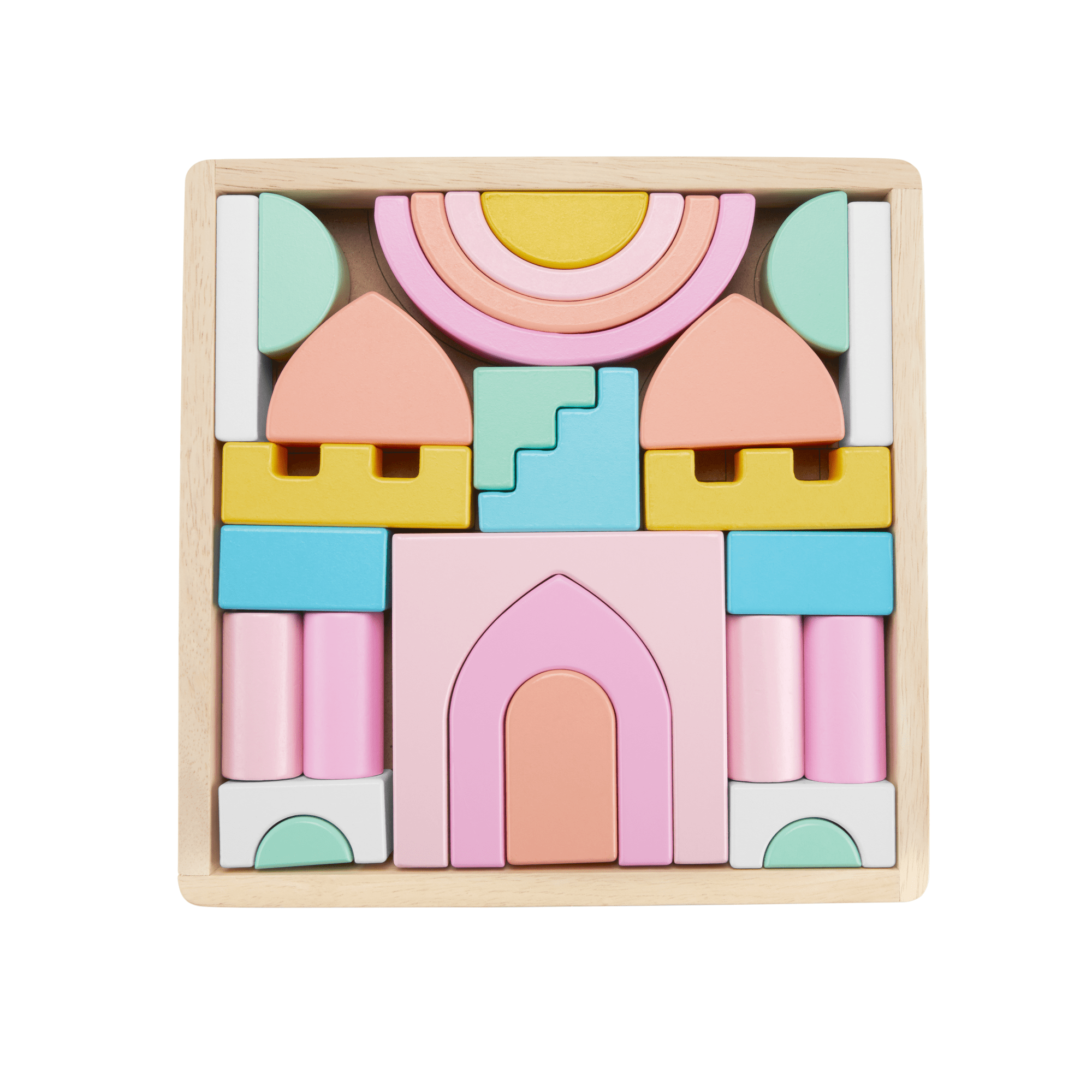 Fisher-Price  Coffret Château de Blocs en Bois, 28Éléments en Bois