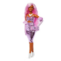 Barbie Fashionista Muñeca Deluxe Cabello Rosa y Vestido Brillante