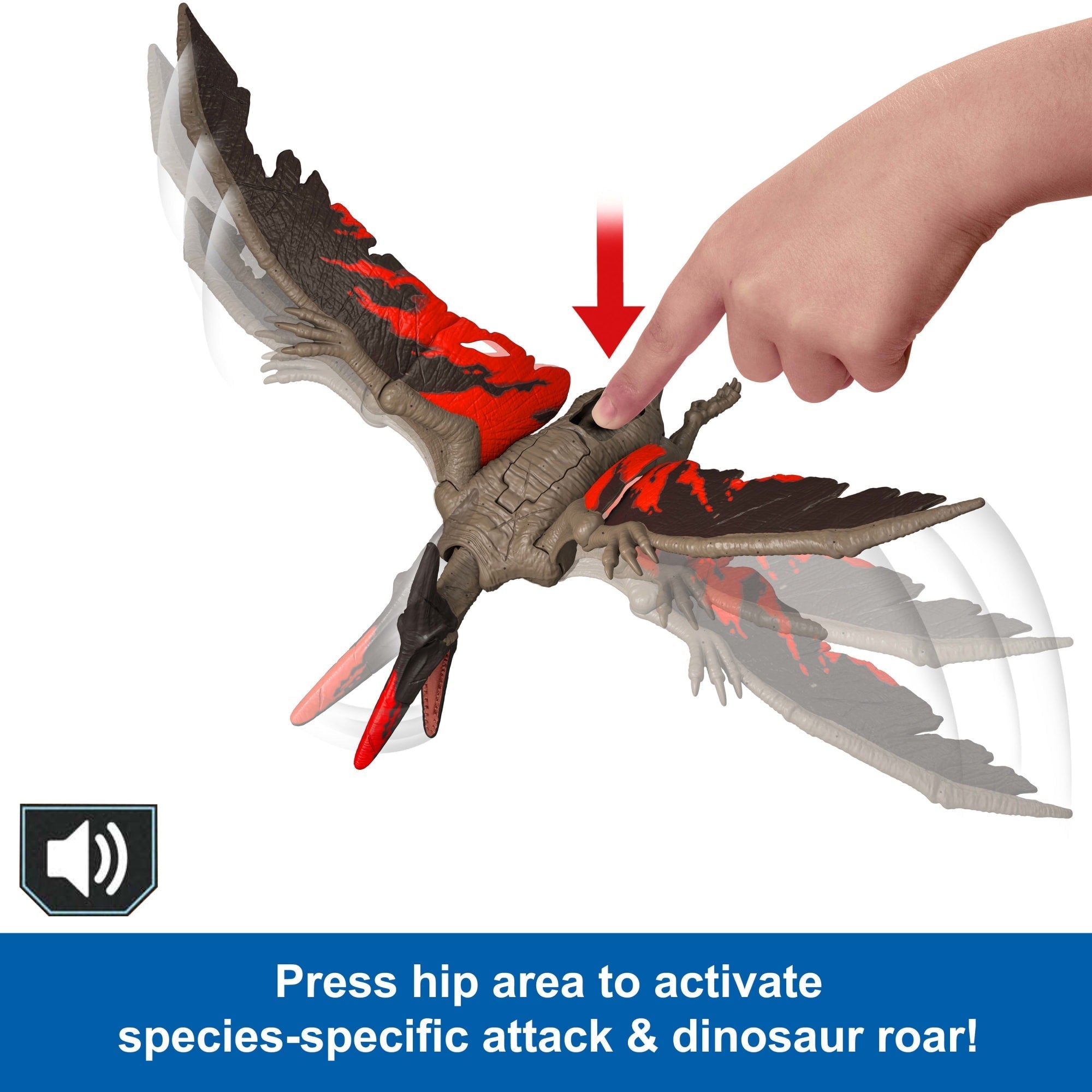 Jurassic World Chaos Theory Wild Roar Pteranodon Action Figure, Strike Attack & Sound Dinosaur Toy