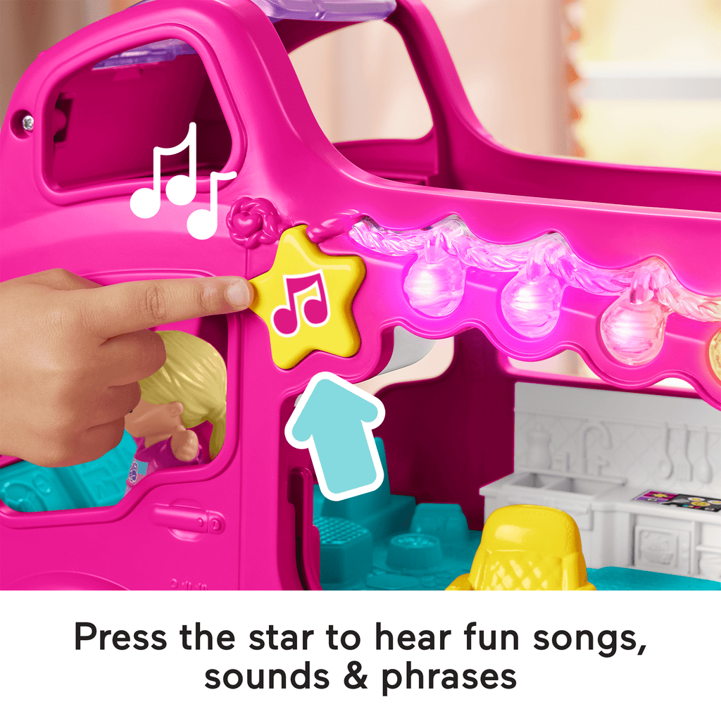 Fisher-Price Little People Barbie Little Dream Camper Rv Playset With Music Lights & 2 Figures
