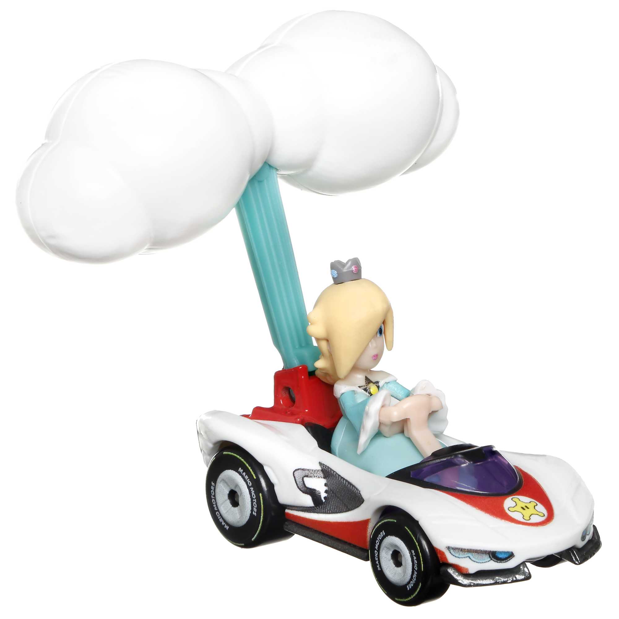 Hot Wheels Mario Kart Vehículo de Juguete Rosalina P-Wing con Cloud Glider