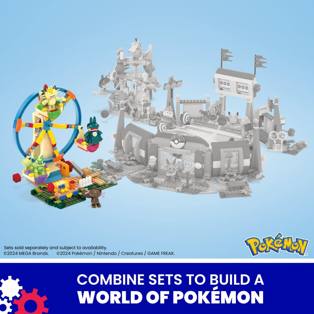MEGA Pokémon Ferris Wheel Fun Building Toy Kit, With 4 Action Figures (393 Pieces) For Kids