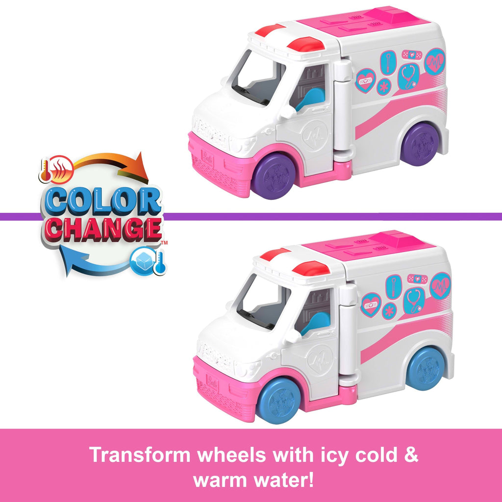 Barbie Mini Barbieland Doll & Vehicle Set With 1.5-inch Doll, Color-Change Care Clinic