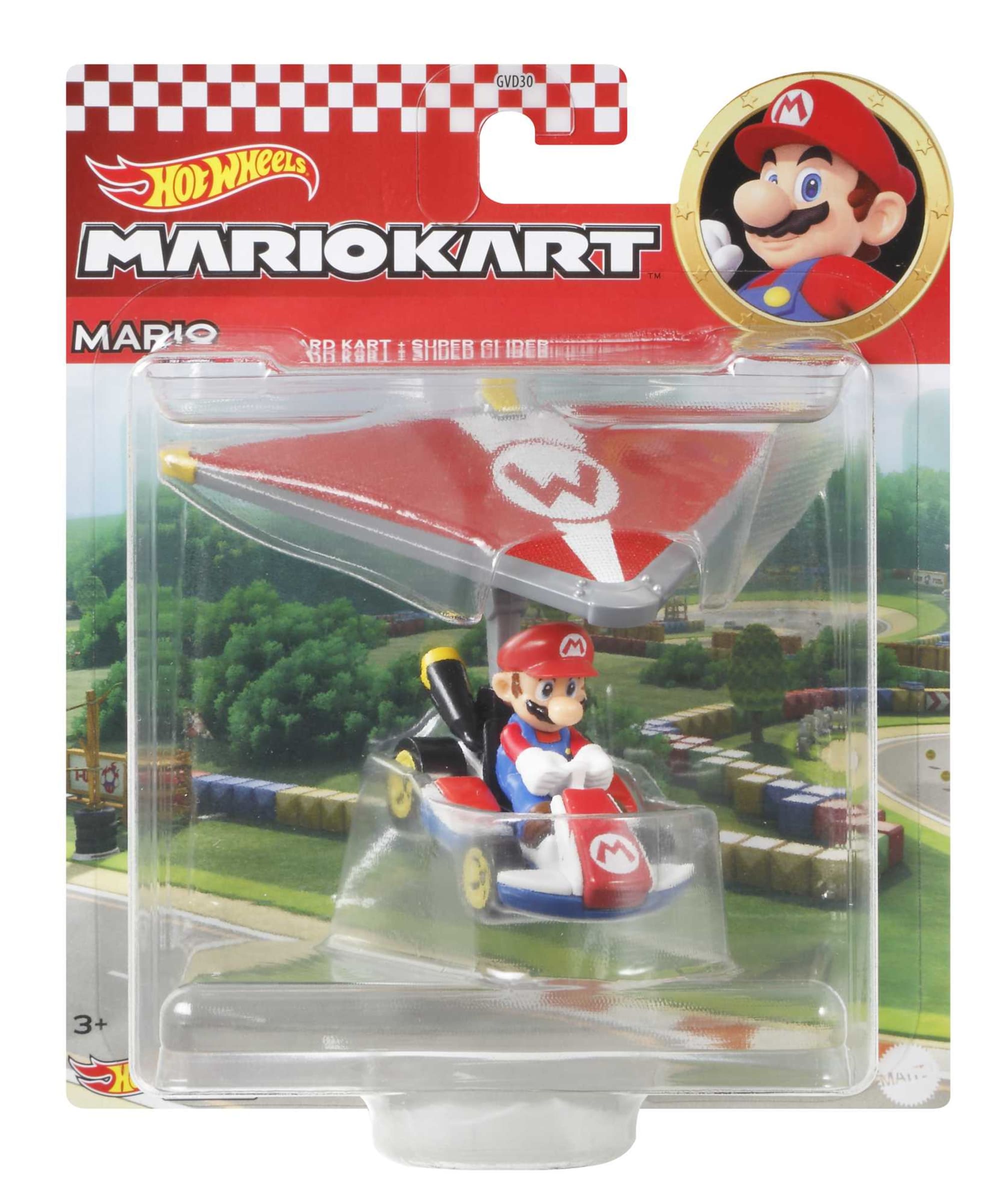 Hot Wheels Mario Kart Vehículo de Juguete Mario Estándar Kart con Super Glider
