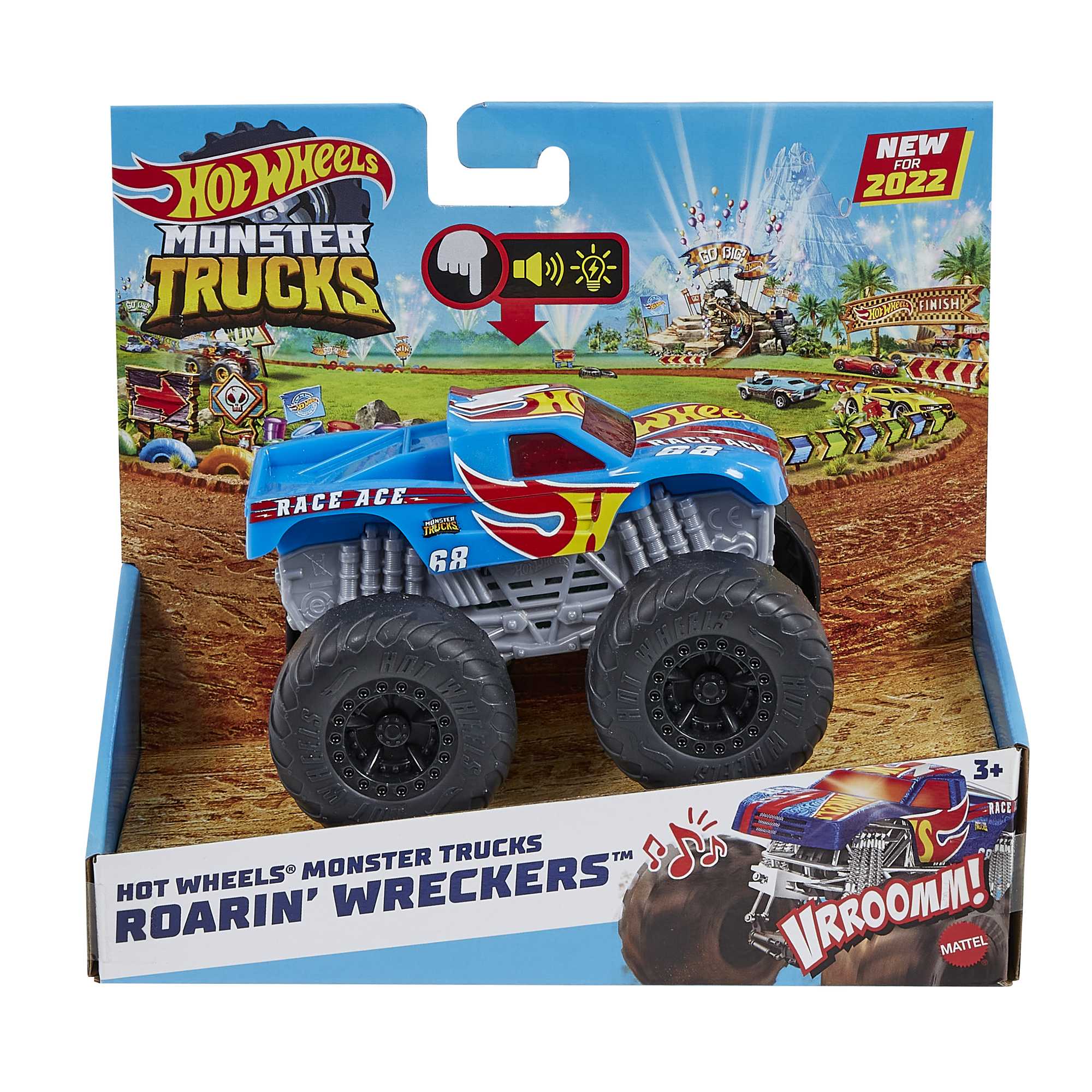 Hotwheels®-Monster Trucks-Véhicule Race Ace Sons et Lumières